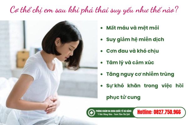 Cơ thể bị suy yếu sau phá thai