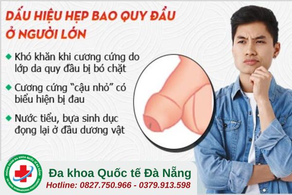 Dấu hiệu nhận biết hẹp bao quy đầu
